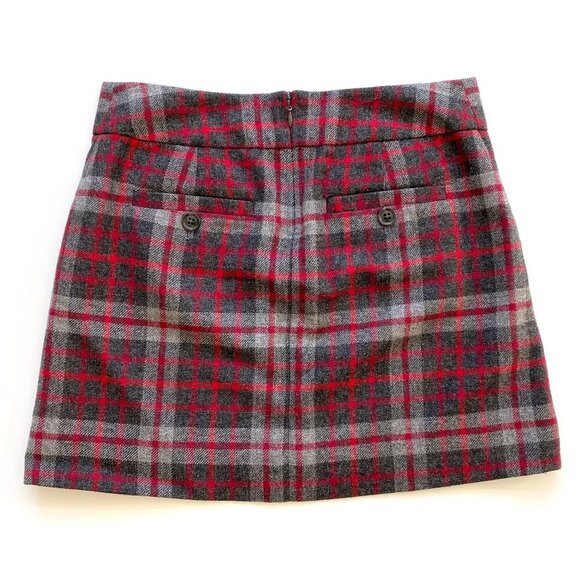 GAP Womens Plaid Wool Blend Mini Skirt Size 0 Lined Red Gray Y2K - Picture 2 of 11